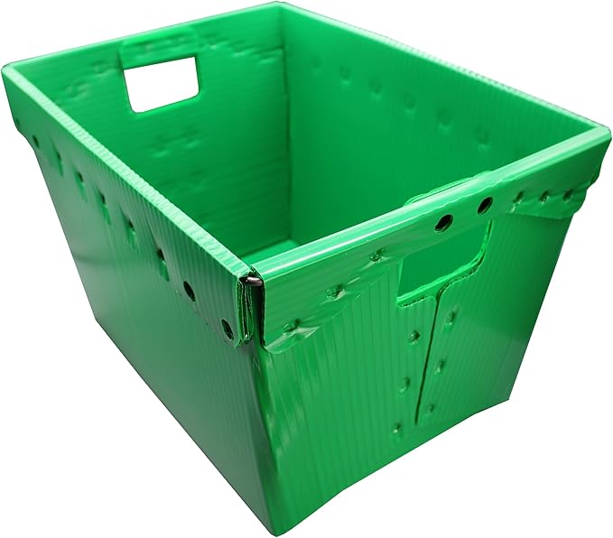 Flipside Products Storage Totes Durable Plastic Storage Totes with Reinforced Metal Frame Red and Green Organization Holiday Christmas Postal 2 Pack