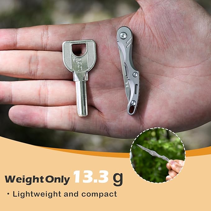 Mini Titanium Practical Pocket Folding Knife for Daily Use Equipped with 5 No. 11 quick change blades only 13.3g and a large keyhole at the bottom for easy carrying
