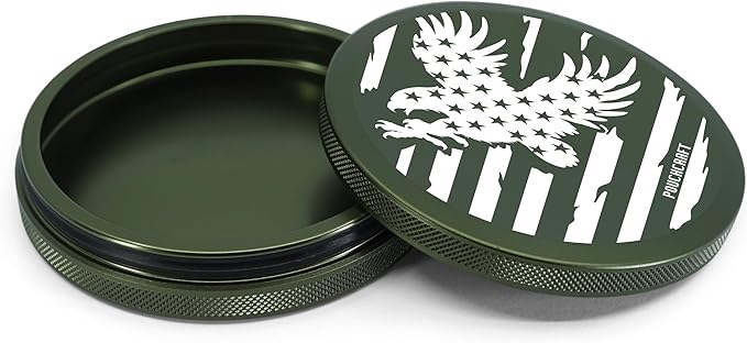 Metal Pouch Can | Slim Aluminum Container for Pouches | Airtight O-Ring Moisture &amp Odor Proof EDC Pocket Tin | American Flag Edition (Slim Forest Green)