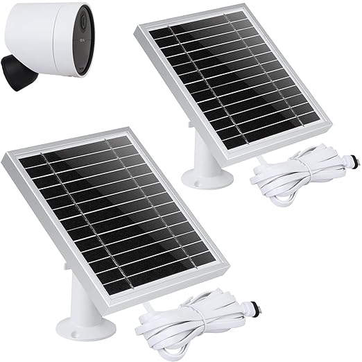 UYODM 2PACK Solar Panel Compatible with SimpliSafe Outdoor Security CameraPower Your SimpliSafe Outdoor Camera continuouslyAL Alloy Frame Durable and Sturdy - Silver