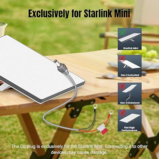 Starlink Mini Direct Battery Power Cable 18AWG DC Power Cable DIY Kit with ATC/ATO Blade with Fuse Holder for Starlink Mini 12V-48V Input Battery Ring Terminals for RV Boat