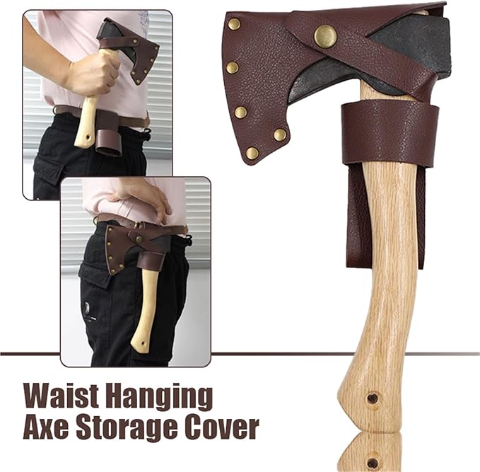 PU Leather Axe Cover Waist Hanging Outdoor Axe Cover Camping Accessorie Wood Axe Cover Field Supplies for Outdoor Camping Blade Protection