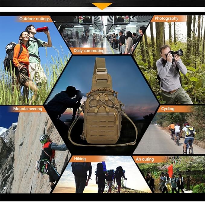 Tactical Sling Bag Pack Military Shoulder Bag Chest Pack Messenger Molle Sport Backpack Hiking Daypack Men Women (ACU)