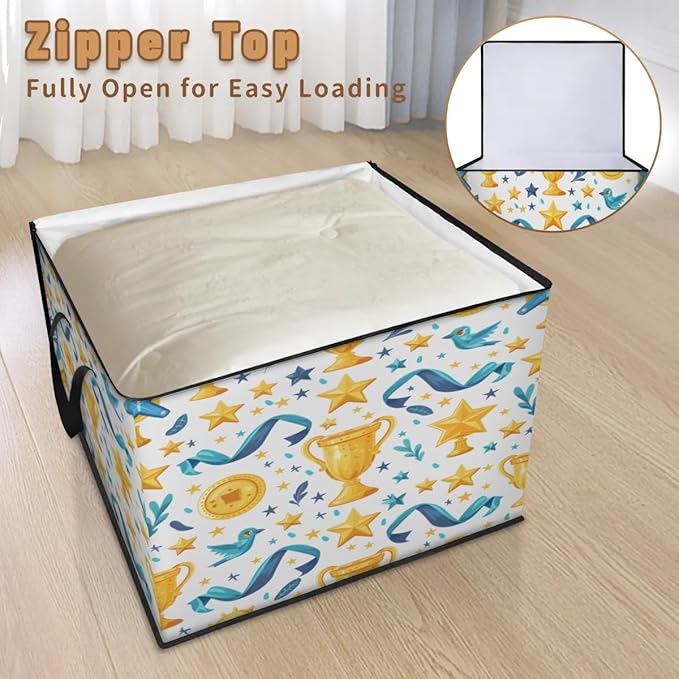 Trophies Large Storage Bags Championship Trophy Large Blanket Clothes Storage Containers Foldable Thick Fabric Storage Bags Comforter Organization And Storage With Handle Storage Bin With Zipper Lids