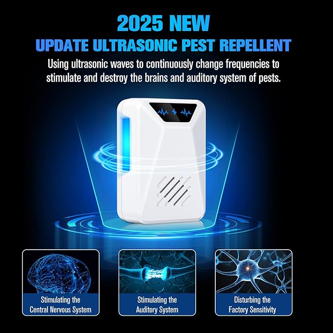 6 Packs Ultrasonic Pest Control Repeller Electronic Pest Repellent Plug in Indoor for Insect Roaches Spider Ant Bug Mosquito Rat Mouse Repellent for House Home Kitchen Garage