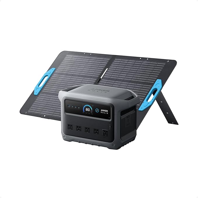 Anker SOLIX C1000 Gen 2 Portable Power Station with 100W Solar Panel 2000W (Peak 3000W) Solar Generator Full Charge in 49 Min 1024Wh LiFePO4 Battery for Home Backup Power Outages and Camping