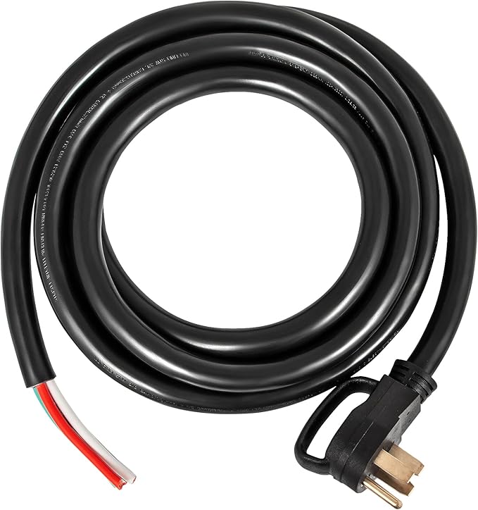 VEVOR 30 ft 50A RV Power Cord 6/3 + 8/1 AWG Generator Cable with NEMA 14-50P to Bare Wire Heavy-Duty Flexible for RV Camper and Outdoor Generator Connections