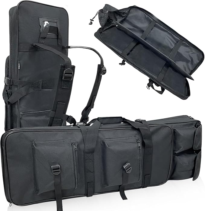 Sutekus Tactical Double Rifle Case Gun Case Padded Rifle Storage Backpack Integrated Pistol and Magazine Storage (3 Sizes 2 color)