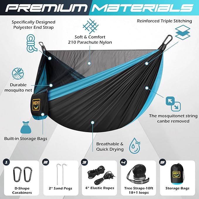 Camping Hammock Mosquito NetDouble &amp Single Portable Hammocks Hammocks with 2 Tree StrapsHammock Tent for Travel CampingCamping Accessories for Indoor Outdoor Hiking Backpacking Backyard Beach