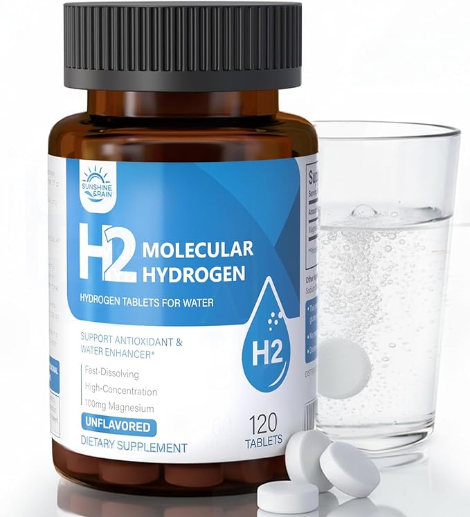 Molecular Hydrogen (H2) Tablets with Magnesium – 12 PPM Hydrogen Water Tablet for Drinking Water Antioxidant-Rich Supports Cellular Health Recovery &amp Cognitive Function – Unflavored 120 Tablet
