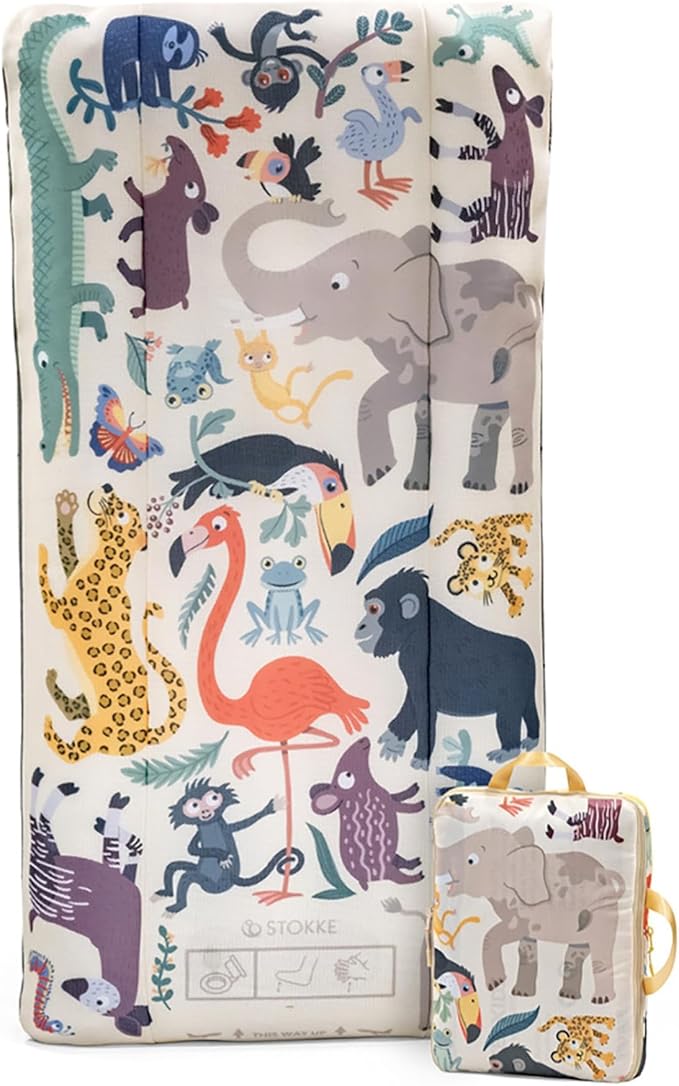 Stokke JetKids CloudSleeper Animal Family - Inflatable Kids’ Travel Bed - Includes Integrated Pump &amp Packing Cube - Best for Ages 2+