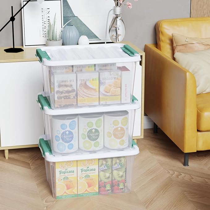 6-Pack 20 Quart Plastic Storage Box with Latch Lid Clear Stackable Storage Container Bins