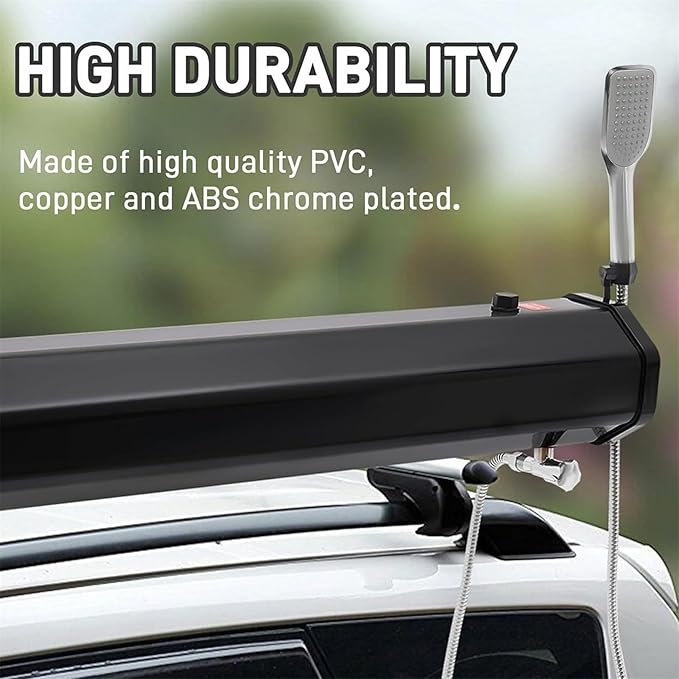 Portable Camping Shower Roof Rack Mount Road Shower18l(4.7gallon)/20l(5.2gallon)/30l(7.9gallon) Off Road Travel Shower with Hose Shower Head Bag Water Tank for VehiclesTrucksSuv20L(5.2gallon)