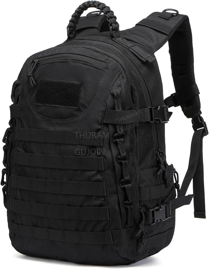 38L Nylon Waterproof Trekking Fishing Hunting Bag Backpack Outdoor Military Rucksacks Tactical Sports Camping Hiking (Black)