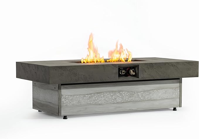 Outdoor Fire Pit Table Propane Gas Fire pits Outdoor Fireplaces 47.2'' Rectangular Firepit Table 50000 BTU Fire Table for Patio Set Two Options of Assembled Hight Grey.