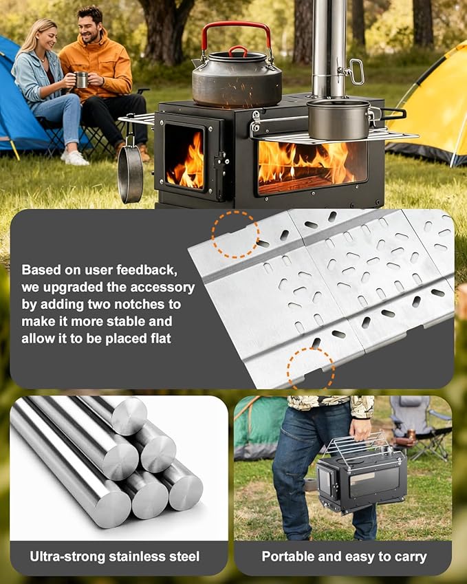 Camping Wood StoveWood Burning Tent StovePortable Hot Tent Stove for Camping Hunting Ice FishingCookingShelter