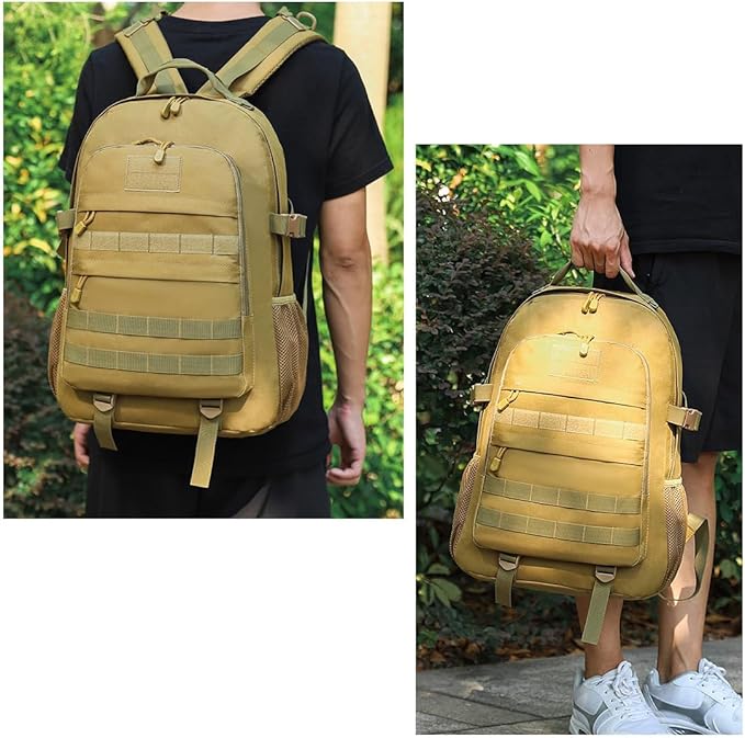 Tactical Backpack for Men Hiking Day Pack 3 Day Assault Pack Molle Military Rucksack Waterproof 35L EDC Bag (Mud Color)