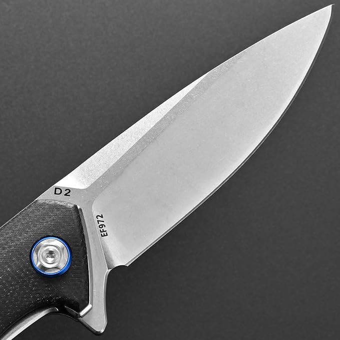 Eafengrow EF972 Folding Knife D2 Steel Blade Micarta Handle Pocket Knife Folder for Outdoor Camping Hiking Working EDC Tool Knife(Black)