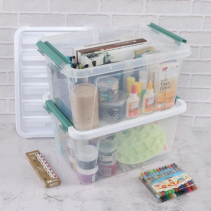 20 Quart Clear Stackable Storage Box 6-Pack Plastic Storage Container with Latching Lid