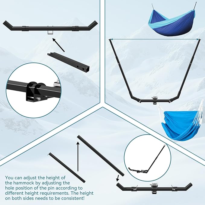 Hitch Mount Hammock &amp Chair Stand - Fits 2in Hitch Receiver - Includes Parachute Nylon Hammock Hammock Chair &amp Storage Bag - for Camping Outdoor Travel (350lbs Weight Capacity)