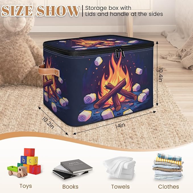 Camping Storage Basket for Bedroom Kitchen Bathroom Storage Bins with Zipper Lids Foldable Toy Cube Storage Organizer for Kid Teen Women Men