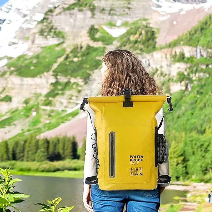 Dry Bags Comfortable Versatile for Outdoor Waterproof Dry Bag - Roll Top Waterproof Backpack Sack Dry Bag for Kayaking Beach Rafting (Yellow)
