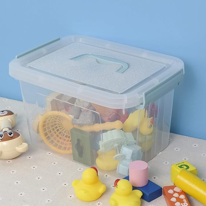 Gloreen 6 Packs 6 Quart Clear Lidded Storage Bins Plastic Latching Container Box with Handle