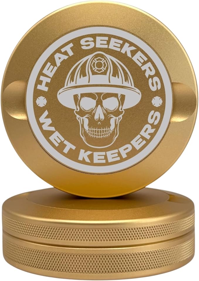 First Responders: Fire | Metal Container for Zyn Premium Aluminum Can &amp Rugged Pouch Holder | Extra Capacity Knurled Grip &amp Used Pouch Storage | EDC (Champagne Gold)
