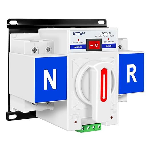 JOTTAELE ATSDual Power Automatic Transfer Switch 63A 220V 50/60HzChangeover Switch for Generator (CB-2P 63A 220V)