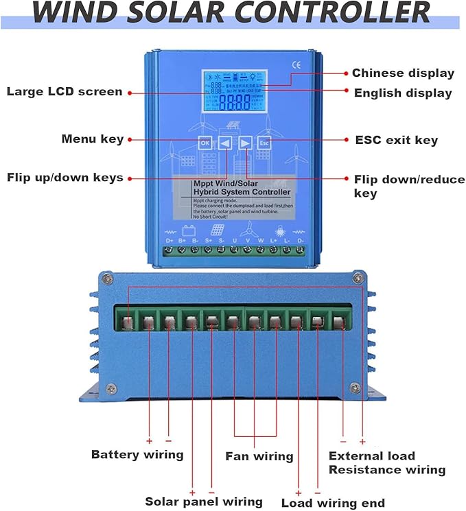 20000W Wind Solar Hybrid MPPT Charge Controller with Dump Load 10000w Wind Turbine Generator 10000W Solar Panel 12V 24V 48V Auto Regulator12V
