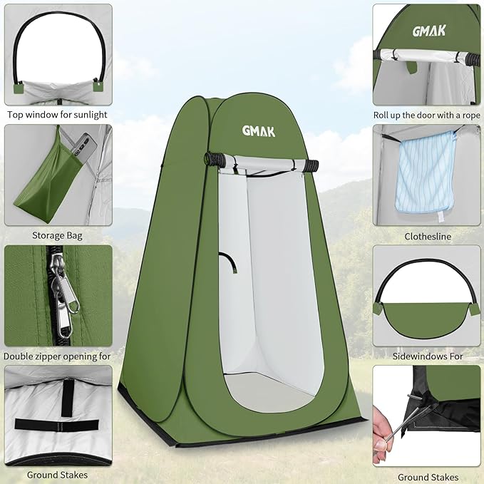 GMAK Pop Up Privacy Shower Tent Portable Pop Up Beach Dressing Changing Room UV/Rain Outdoor Privacy Shelter Camping Tents Shower Room Toilet Shelters for Outdoor Hiking Beach Picnic Fishing Green