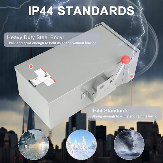Generator Transfer Switch 100A Manual Transfer Switch for Home Generator Heavy Duty Double-Throw 120/240V24000W for Indoor Outdoor UseNEMA 4X Standards