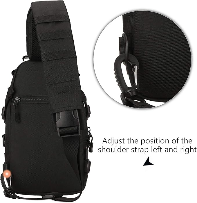Protector Plus Tactical Sling Bag Military MOLLE Crossbody Packs Chest Shoulder Backpack (Patch Included)