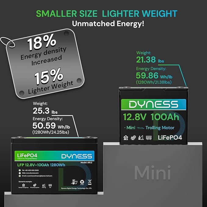 12V 100Ah Mini LiFePO4 Battery Group 24 12.8V Lithium Battery with 100A BMS Low-Temp Protection &amp 10 Years Lifespan for Trolling Motor Marine Boat RVs Solar Off-Grid Golf Cart