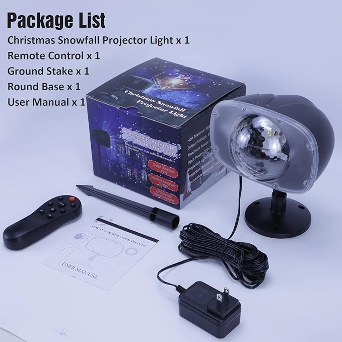 Christmas Snowfall Light Projector Holiday Projector Lights with Remote ControlRotating Snow Falling LightsOutdoor Waterproof Landscape Decorative Lighting for Halloween Wedding Garden（Snow Spots）