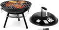 14Inch Portable Outdoor Charcoal Grill Leonyo Small Tabletop BBQ Charcoal Grill Enamel Coated for Backyard Cooking Camping Picnics Garden Beach Black
