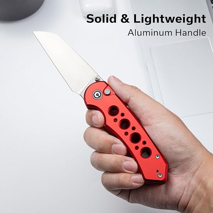 CIVIVI Pragma Prime Pocket Knife for EDC 3.49 14C28N Blade Aluminum Handle with Reversible Clip Camping Hiking Folding Knife for Men Women C24067-2 Red