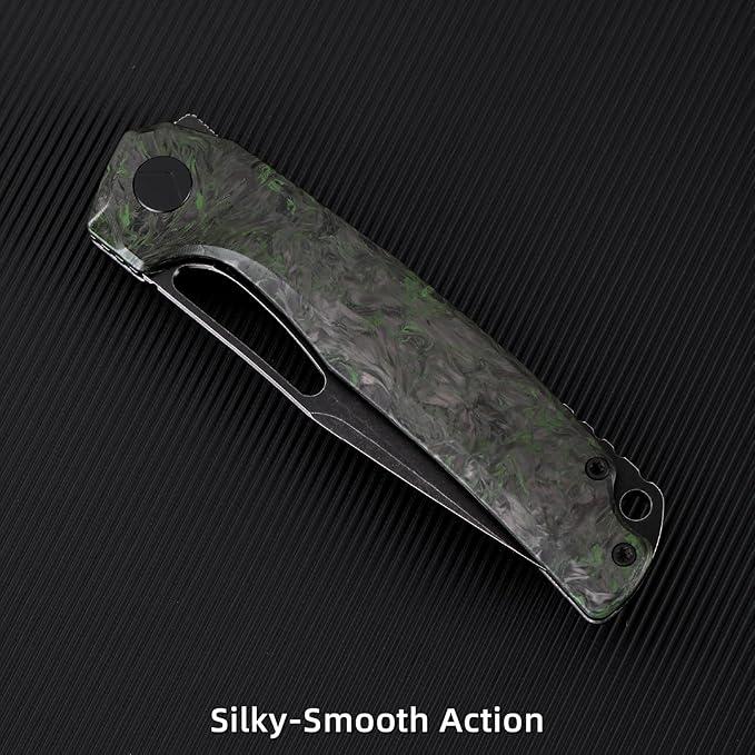 Pocket Knife 3.5 M390 Blade Folding Knife Hunting Knife Survival Knife with Pocket Clip EDC Knives for Hunting Camping Survival Outdoor Fishing Hiking (Black&ampGreen)