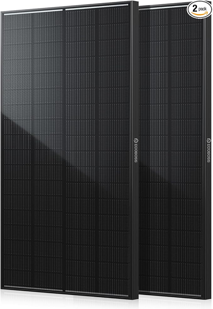 400 Watt Solar Panel 2×200W N-Type 16BB 12V Solar Panels 25.6% High Efficiency IP68 Waterproof 30-Year Lifespan for RV Van Marine Off-Grid Systems