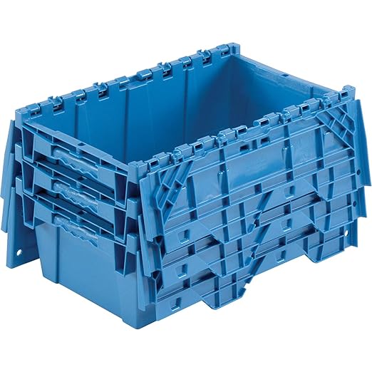 Global Industrial Distribution Container With Hinged Lid 19-5/8x11-7/8x7 Blue