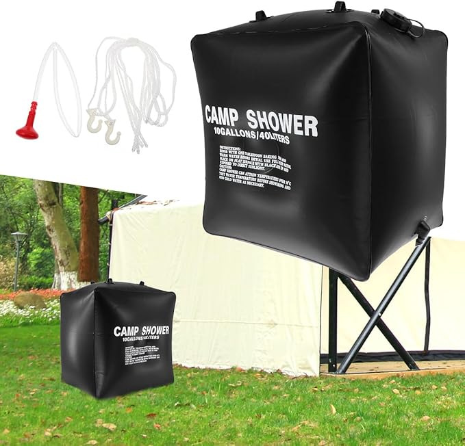 Solar Shower Bag 40l Portable Camping Pouch Solar Water Heating Bag for Outdoor Hiking Beach Travel