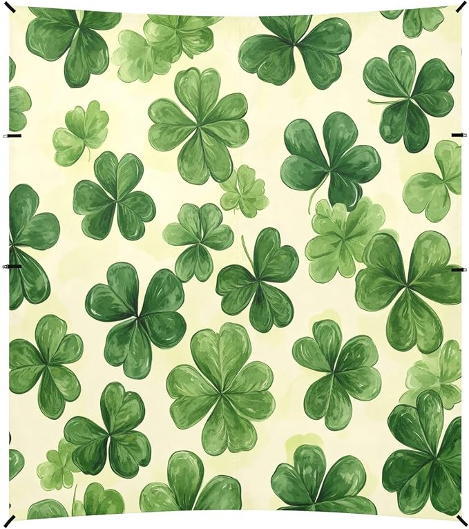 St Patrick Clovers Green Beach Tent Sun Shelter Set UPF50+ UV Protection 10.5 x 9.19 FT Camping Shade Canopy with Sandbags Sand Anchors Carrying Bag and Others
