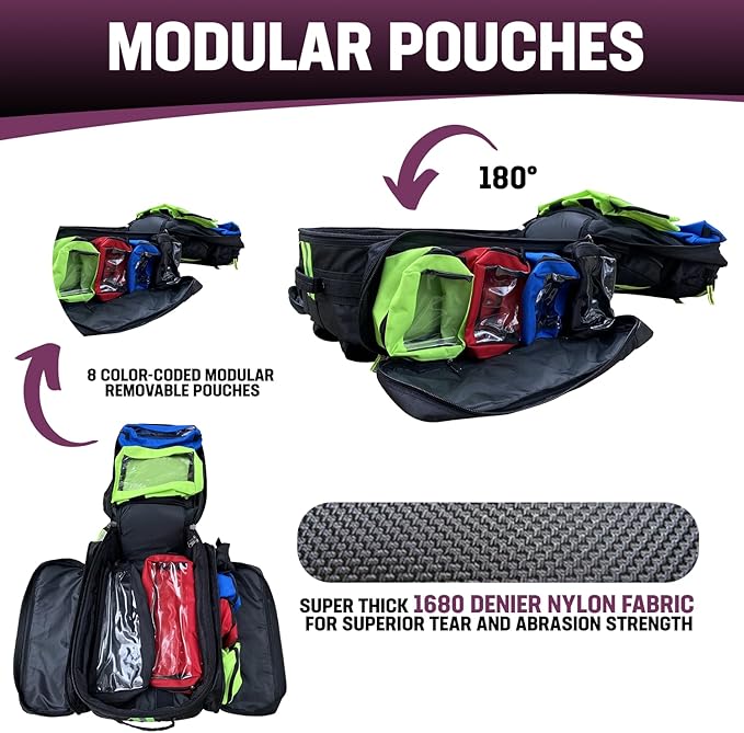 Kemp USA Ultimate EMS Backpack Military &amp Police Tactical Medical Bag EMT Survival Gear Organizer Fits BLS/ALS Equipment &amp D Tank Oxygen Cylinder Black