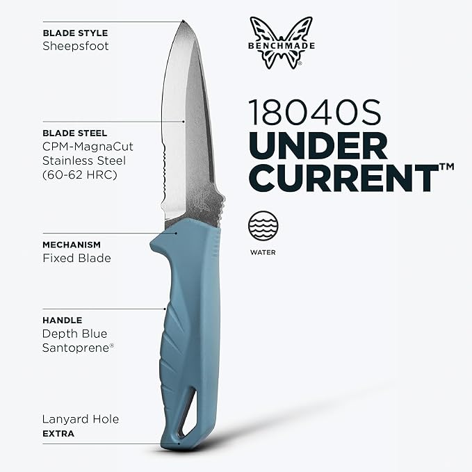 Benchmade - Undercurrent 18040S Outdoor Knife with Depth Blue Santoprene Handle (18040S)