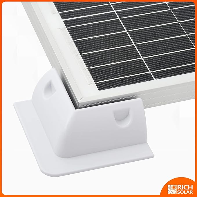 RICH SOLAR Solar Panel Roof Drill-Free Corner Bracket Mount for RV Boats Caravans Marine Motorhomes &amp Set of 6(Corner Bracket) White