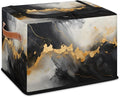 Marble Storage Bins with Zipper Lid Gold Black Marble Fabric Lidded Storage Baskets Cubes with Handles Decorative Foldable Shelf Closet Organizer Container