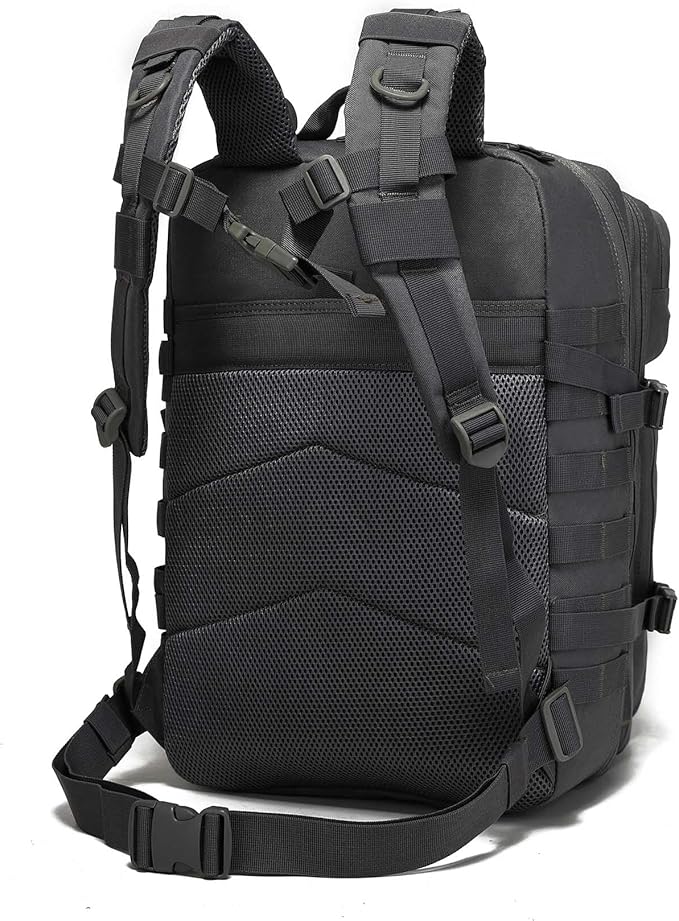 Tactical Backpack for Men Bug Out Bag Army Pack Rucking Backpacks 45L MOLLE Military 3 Day Hiking Rucksack (Black)