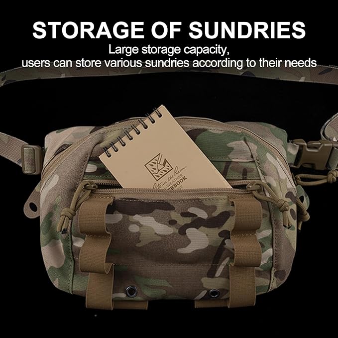 Zhongren Tactical Drop Waist Pouch Adjustable Waist Belt Bag Molle Tool Pouch with Hook and Loop for Tactical Vest Chest Rig (Camo)