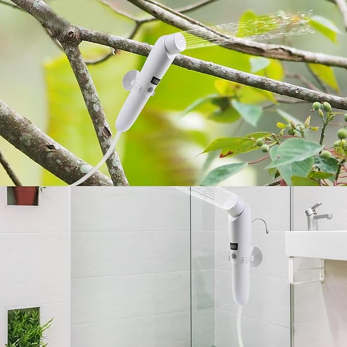 Portable Outdoor Shower Handheld Electric Shower+8L Water Bag IPX6 Waterproof USB Charging Compact and Lightweight Suitable for Outdoor Camping Beach Shower Hiking pet Bathroom