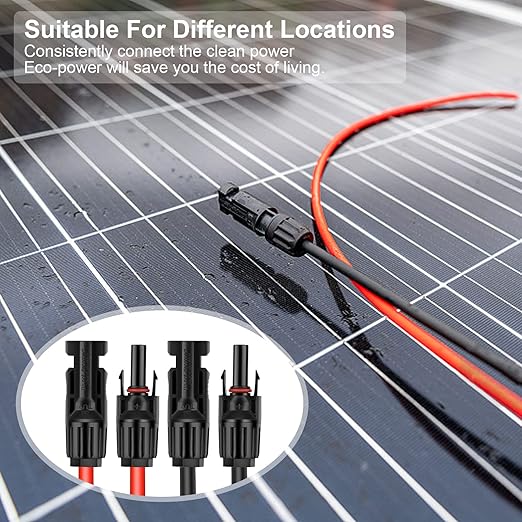 30FT 10AWG Solar Panel Extension Cable with Female and Male Connectors Solar Extension Cable for Solar Panels Charge Controllers and Solar Generators (10AWG 30FT)